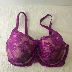 Body By Victoria's Secret Demi Uplift Push Up Bra Lace Purple Women's Size 32DD
